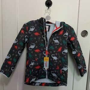 NWT Kids Dinosaur Print Jacket with fleece, water resistant